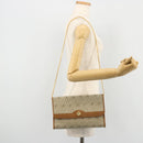 Christian Dior Honeycomb Canvas Chain Shoulder Bag PVC Beige Gold Auth ep14180-21