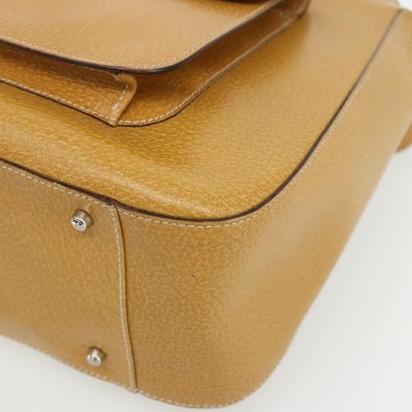 GUCCI Hand Bag Leather 2way Yellow Silver Auth ep14181