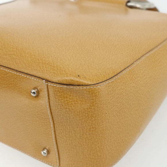 GUCCI Hand Bag Leather 2way Yellow Silver Auth ep14181