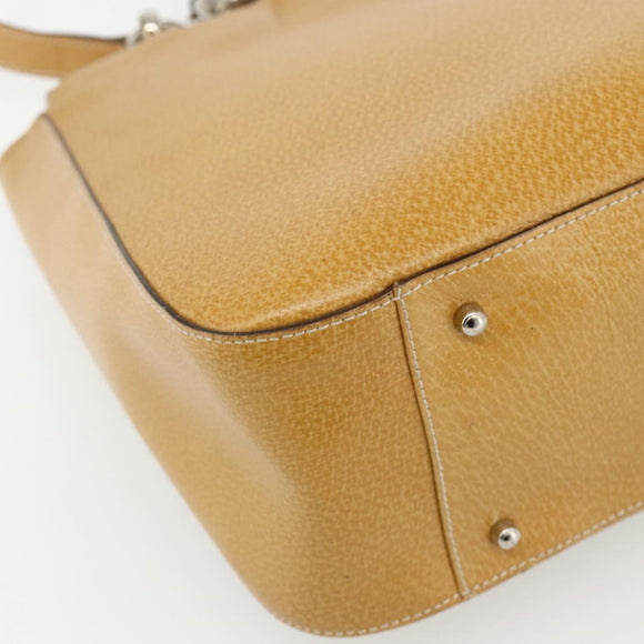 GUCCI Hand Bag Leather 2way Yellow Silver Auth ep14181