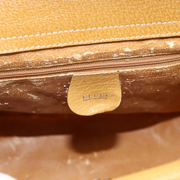 GUCCI Hand Bag Leather 2way Yellow Silver Auth ep14181