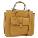 GUCCI Hand Bag Leather 2way Yellow Silver Auth ep14181-1
