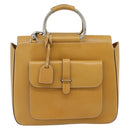 GUCCI Hand Bag Leather 2way Yellow Silver Auth ep14181-13