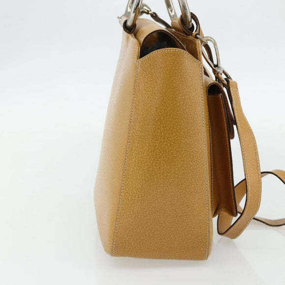 GUCCI Hand Bag Leather 2way Yellow Silver Auth ep14181