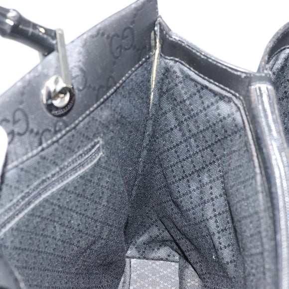 GUCCI GG Canvas Bamboo Hand Bag Nylon Black Silver 002 1010 Auth ep14182