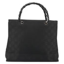 GUCCI GG Canvas Bamboo Hand Bag Nylon Black Silver 002 1010 Auth ep14182-2