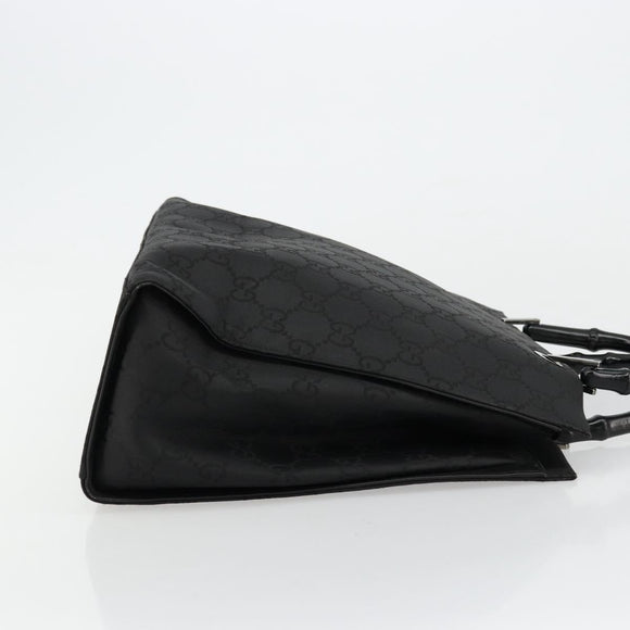 GUCCI GG Canvas Bamboo Hand Bag Nylon Black Silver 002 1010 Auth ep14182