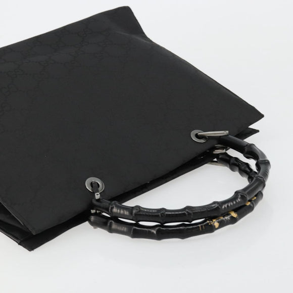 GUCCI GG Canvas Bamboo Hand Bag Nylon Black Silver 002 1010 Auth ep14182