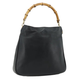 GUCCI Bamboo Hand Bag Leather Black Gold 001 2404 Auth ep14183