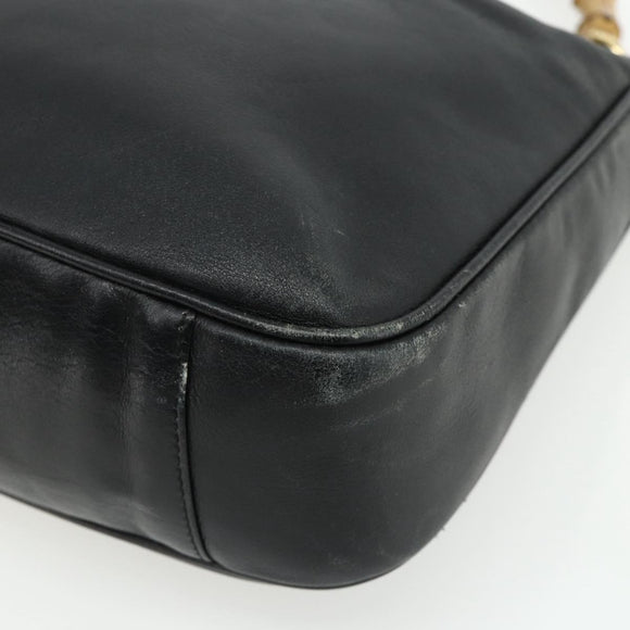GUCCI Bamboo Hand Bag Leather Black Gold 001 2404 Auth ep14183