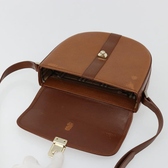 Burberrys Shoulder Bag Leather Brown Gold Auth ep14186