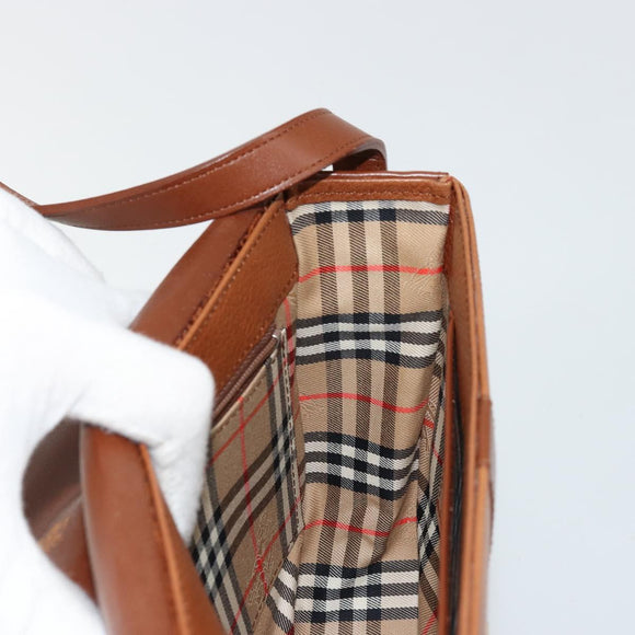 Burberrys Shoulder Bag Leather Brown Gold Auth ep14186