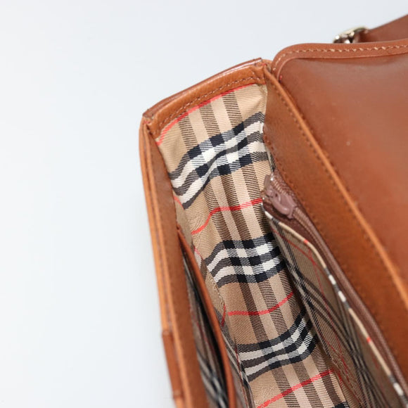 Burberrys Shoulder Bag Leather Brown Gold Auth ep14186