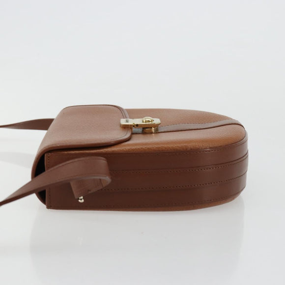 Burberrys Shoulder Bag Leather Brown Gold Auth ep14186