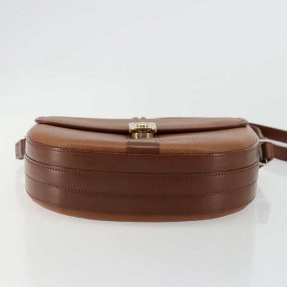 Burberrys Shoulder Bag Leather Brown Gold Auth ep14186