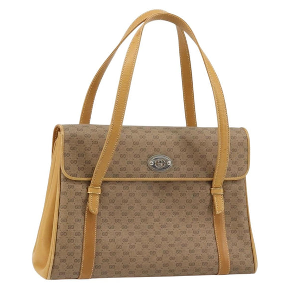GUCCI Micro GG Supreme Hand Bag PVC Beige Gold 000 46 4857 Auth ep14189A