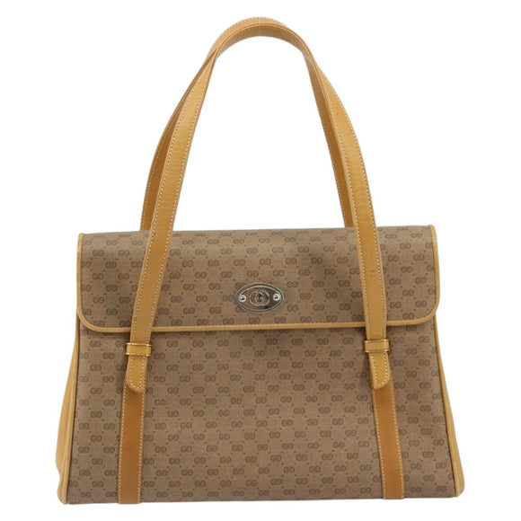GUCCI Micro GG Supreme Hand Bag PVC Beige Gold 000 46 4857 Auth ep14189A