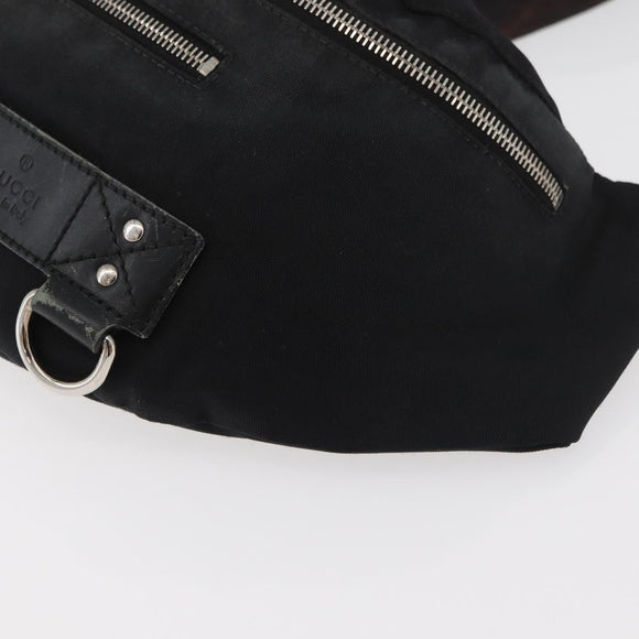 GUCCI Web Sherry Line Shoulder Bag Nylon Black Silver 246409 Auth ep14192
