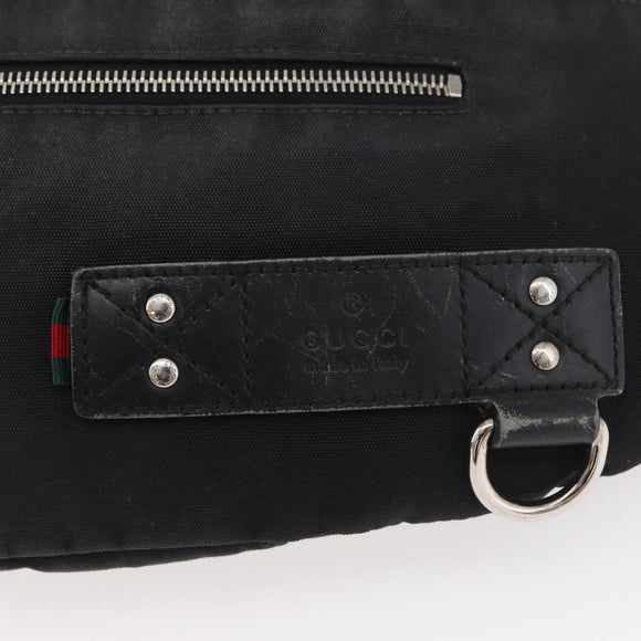 GUCCI Web Sherry Line Shoulder Bag Nylon Black Silver 246409 Auth ep14192