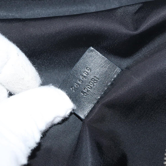 GUCCI Web Sherry Line Shoulder Bag Nylon Black Silver 246409 Auth ep14192