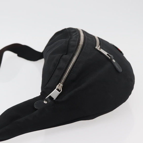 GUCCI Web Sherry Line Shoulder Bag Nylon Black Silver 246409 Auth ep14192