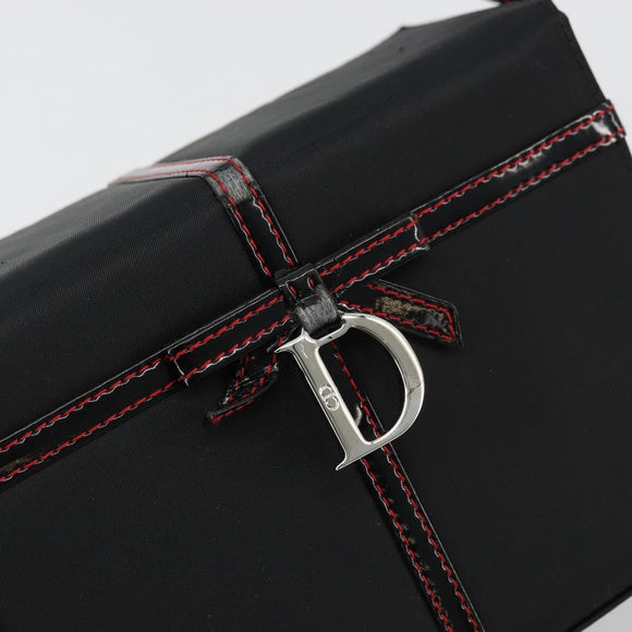 Christian Dior Kosmetiktasche Nylon Schwarz Silber Auth ep14195