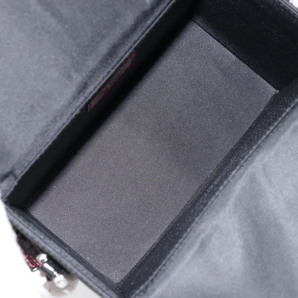 Christian Dior Vanity Pouch Nylon Black Silver Auth ep14195