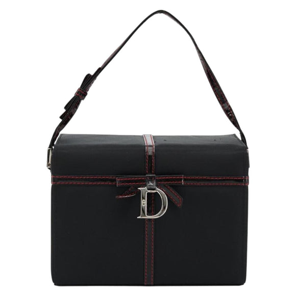 Christian Dior Vanity Pouch Nylon Black Silver Auth ep14195
