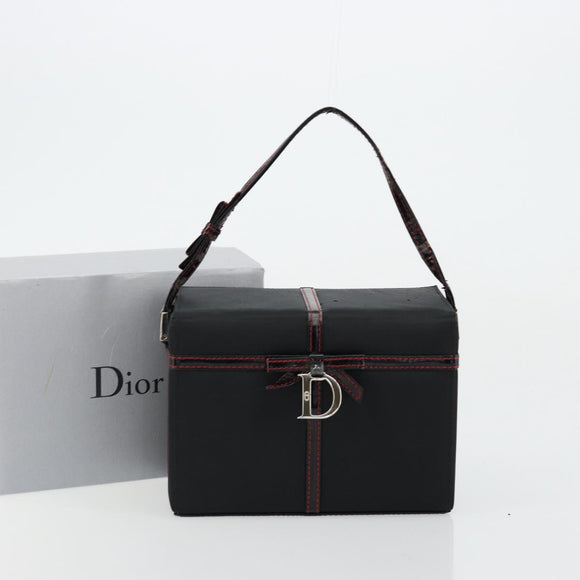 Christian Dior Vanity Pouch Nylon Black Silver Auth ep14195