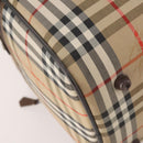 Burberrys Nova Check Boston Bag Canvas Beige Gold Auth ep14196-11