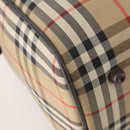 Burberrys Nova Check Boston Bag Canvas Beige Gold Auth ep14196-13
