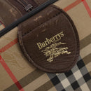 Burberrys Nova Check Boston Bag Canvas Beige Gold Auth ep14196-15