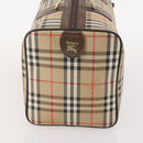 Burberrys Nova Check Boston Bag Canvas Beige Gold Auth ep14196-4