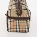 Burberrys Nova Check Boston Bag Canvas Beige Gold Auth ep14196-5
