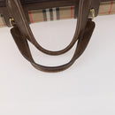 Burberrys Nova Check Boston Bag Canvas Beige Gold Auth ep14196-7