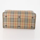 Burberrys Nova Check Boston Bag Canvas Beige Gold Auth ep14196-9