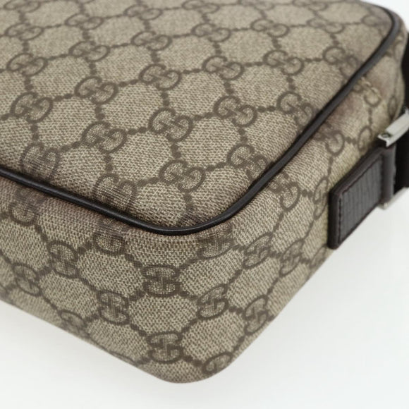 GUCCI GG Supreme Shoulder Bag PVC Beige Silver 114291 Auth ep14204