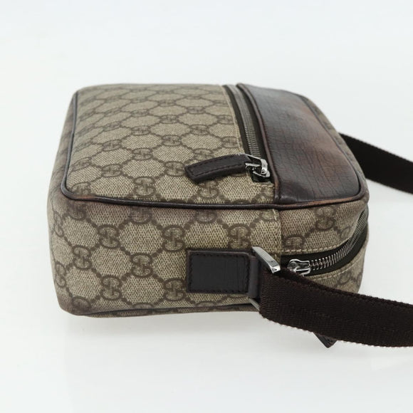 GUCCI GG Supreme Shoulder Bag PVC Beige Silver 114291 Auth ep14204