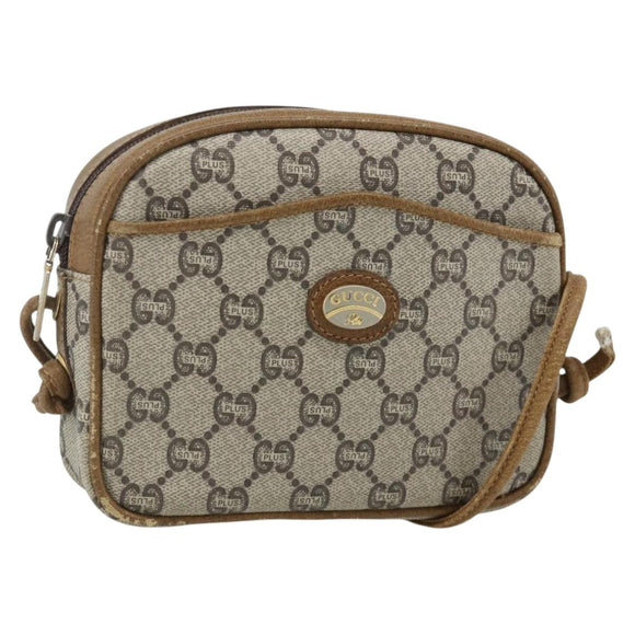 GUCCI GG Plus Supreme Shoulder Bag PVC Beige Gold 201447 Auth ep14205