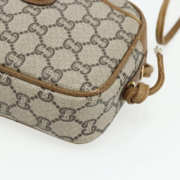 GUCCI GG Plus Supreme Shoulder Bag PVC Beige Gold 201447 Auth ep14205