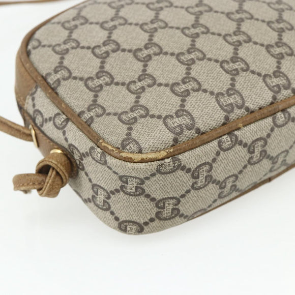 GUCCI GG Plus Supreme Shoulder Bag PVC Beige Gold 201447 Auth ep14205