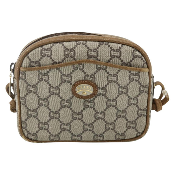 GUCCI GG Plus Supreme Shoulder Bag PVC Beige Gold 201447 Auth ep14205
