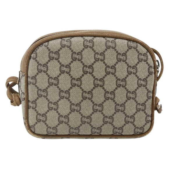 GUCCI GG Plus Supreme Shoulder Bag PVC Beige Gold 201447 Auth ep14205