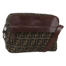 FENDI Zucca Canvas Shoulder Bag Black Brown Auth ep14209A-1