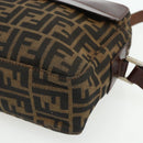 FENDI Zucca Canvas Shoulder Bag Black Brown Auth ep14209A-14