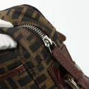 FENDI Zucca Canvas Shoulder Bag Black Brown Auth ep14209A-9
