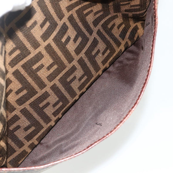 FENDI Zucca Canvas Shoulder Bag Black Brown Auth ep14209A
