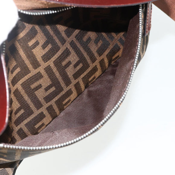 FENDI Zucca Canvas Shoulder Bag Black Brown Auth ep14209A
