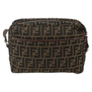 FENDI Zucca Canvas Shoulder Bag Black Brown Auth ep14209A-2