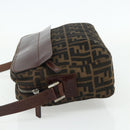 FENDI Zucca Canvas Shoulder Bag Black Brown Auth ep14209A-3